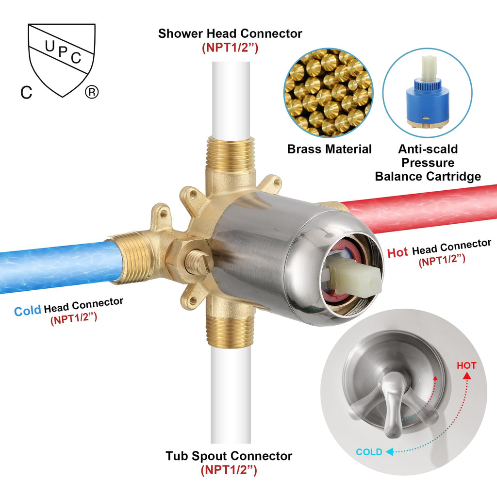 FROPO Shower Tub Faucet - Brushed Nickel view 5