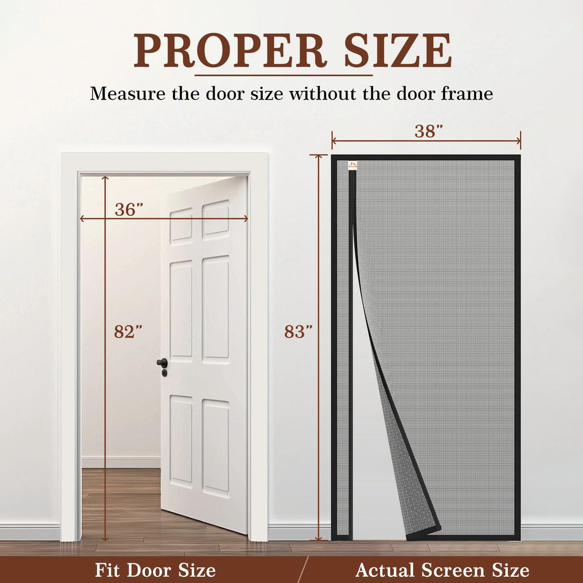 Yotache Magnetic Screen Door Fits - Black / Fit 36" x 82" Door (38" x 83" Screen) view 1