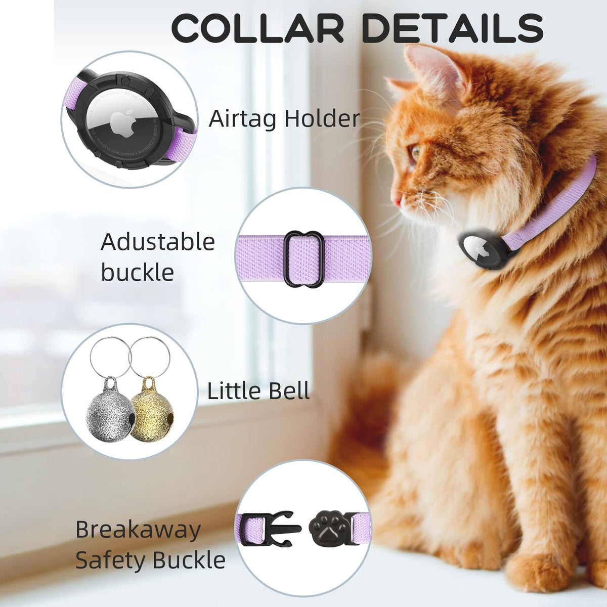 AirTag Cat Collars, Stretchy Collar