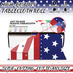 CXPSINC 54 Inch Plastic Table Cover Roll Disposable Tablecloth with Slide Cutter - American Flag / 3600" x 54" (Rectangular) view 3
