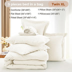MUXHOMO 7 Pieces Comforter - 02 - Ivory / Twin XL(68"x88") view 3