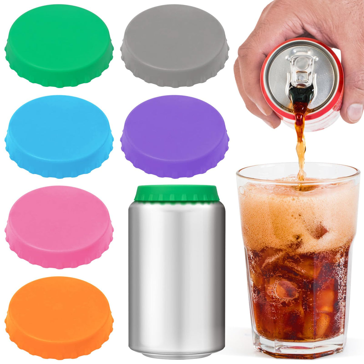Silicone Soda Can Cover Lids - 6 Pack