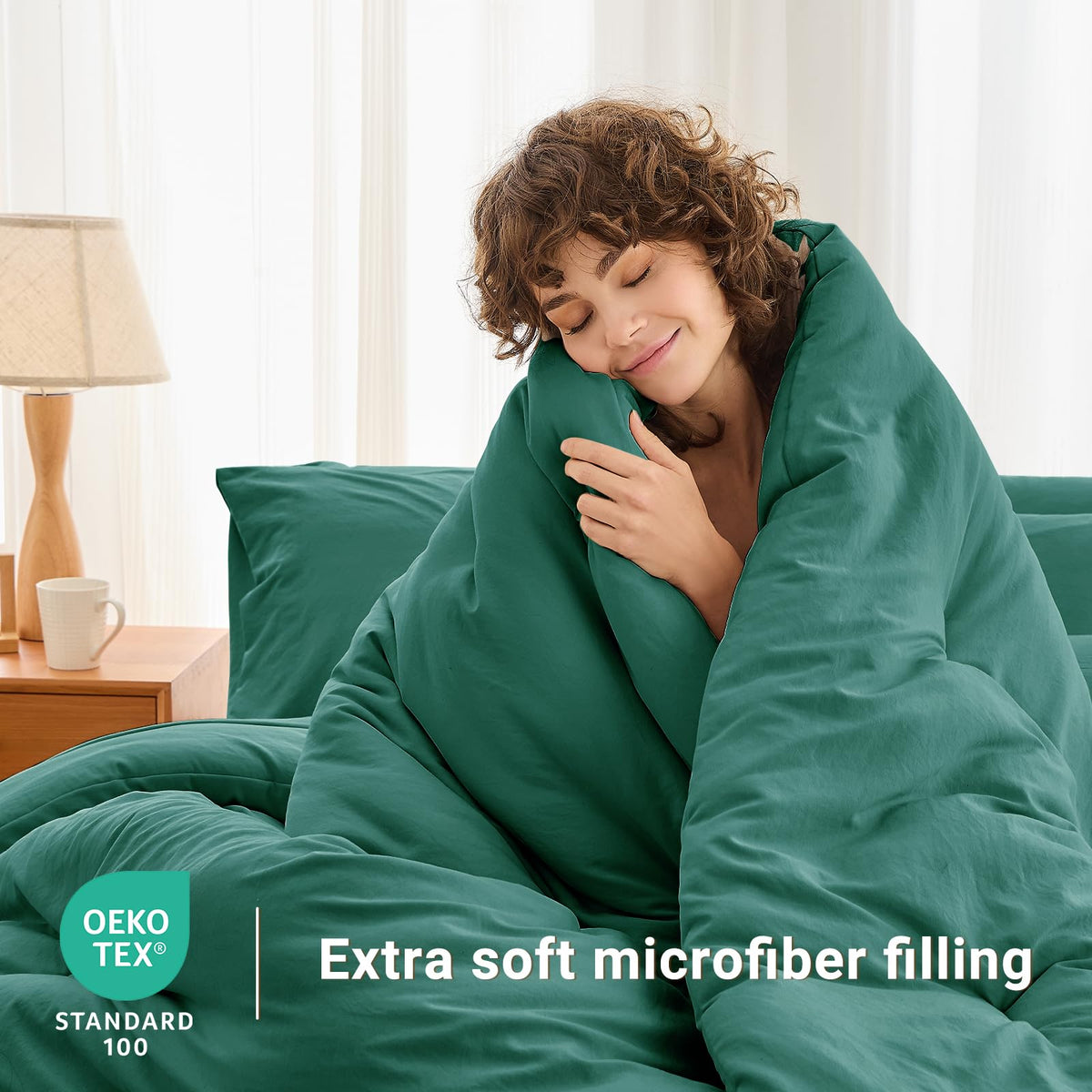 MUXHOMO 7 Pieces Comforter - Emerald Green / Queen(88"x 88") view 1
