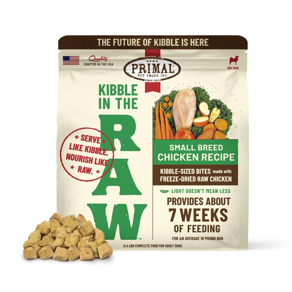 Primal Kibble in The Raw, Freeze-Dried Dog Food, Small Breed, 5.4 lb