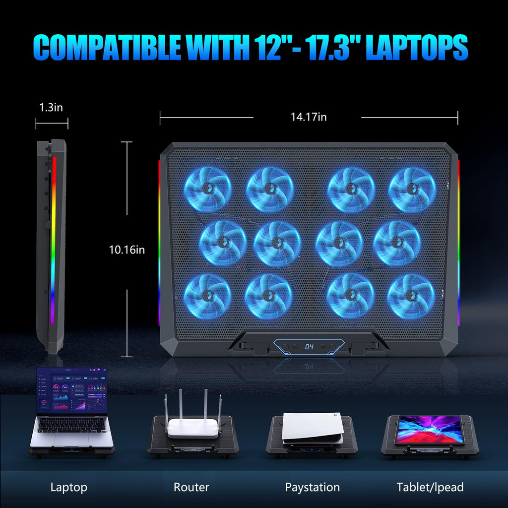Trullypine Laptop Cooling Pad - 12Fan-LCD view 6