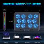 Trullypine Laptop Cooling Pad - 12Fan-LCD view 6