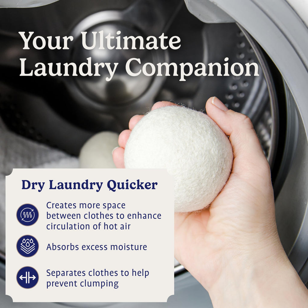 Handy Laundry Wool Dryer Balls 6-Pack, Reusable Natural Fabric Softener (5112)