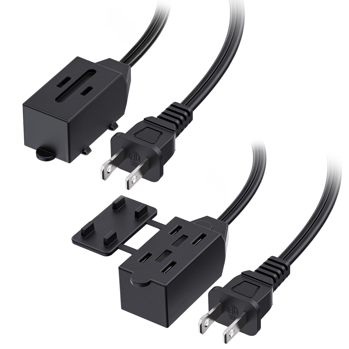 [ETL Listed] Cable Matters 2-Pack 2 Prong 3-Outlet Extension Cord, 6ft (400002-6x2)