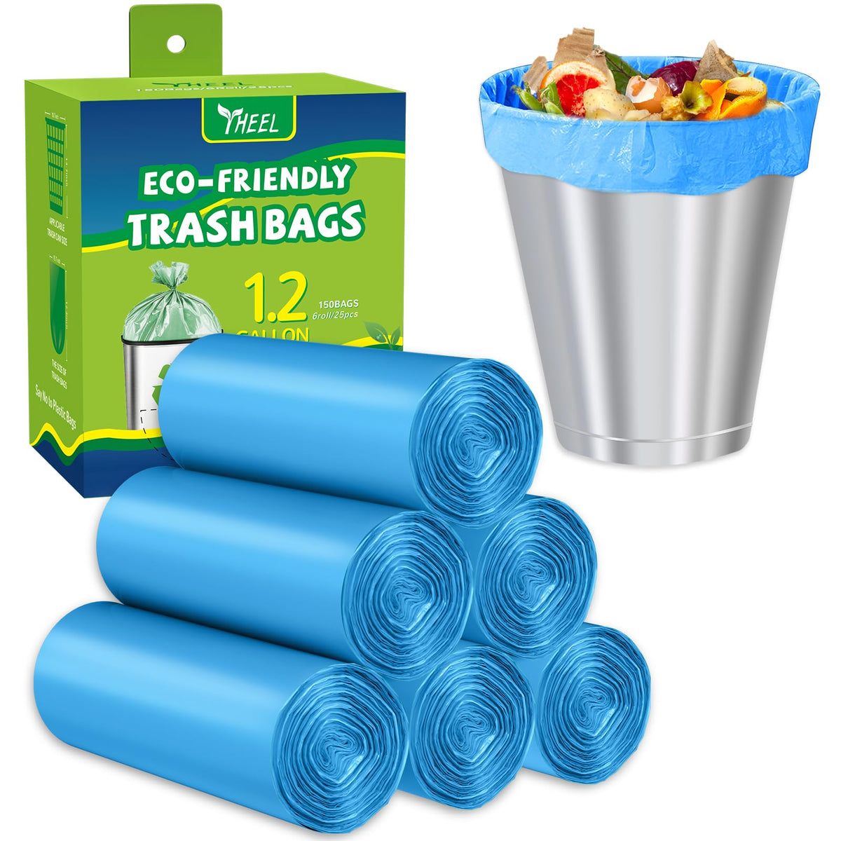 1.2 Gallon Bathroom Trash Bags Durable Tear-Resistant - 150Ct Unscented