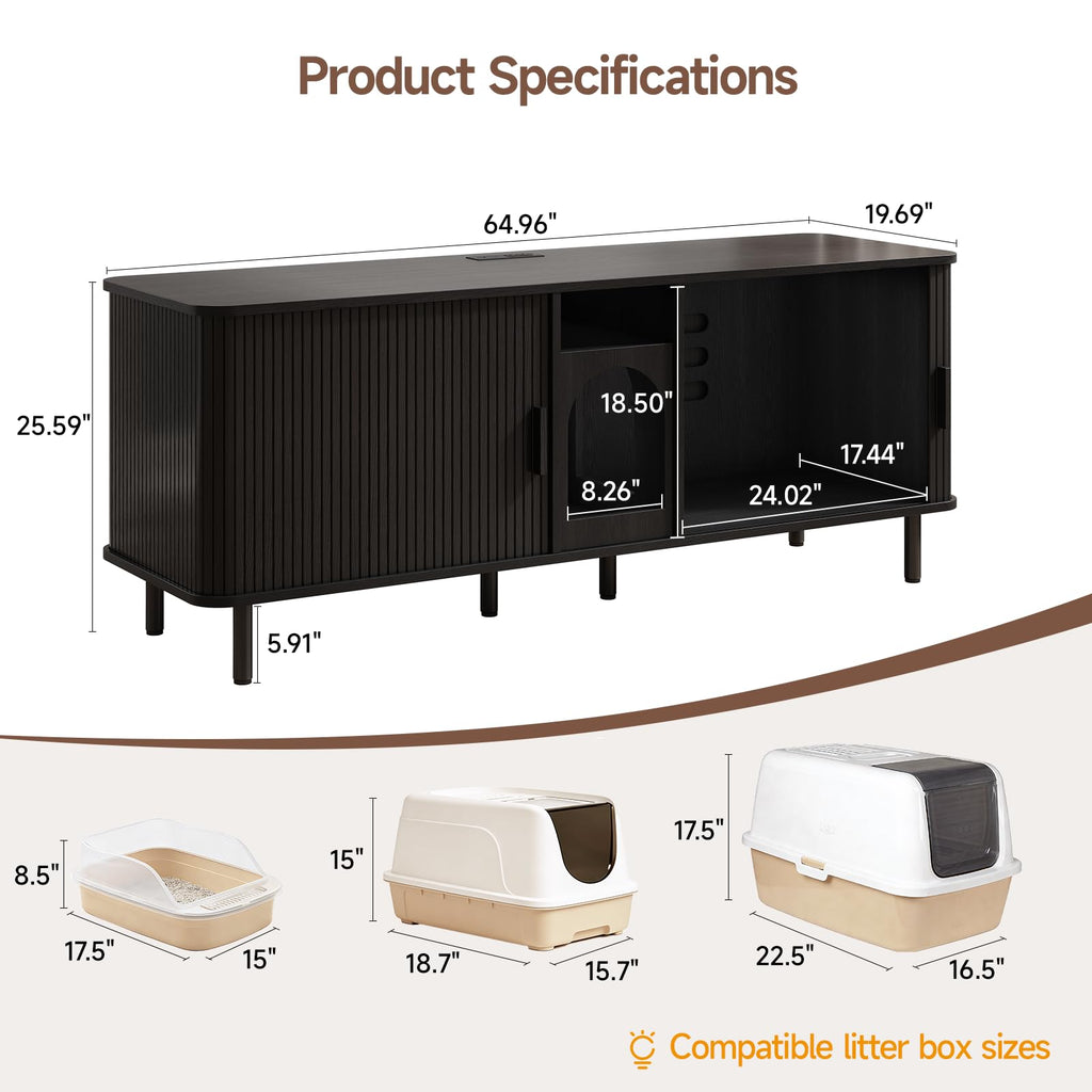 ONBRILL 65 Inches Cat Litter Box Enclosure for 2 Cats