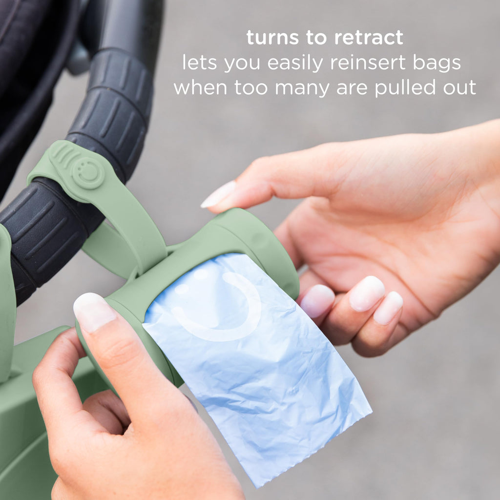Ubbi Retractable Bag Dispenser for Diaper Bag - Sage Bag Dispenser view 2