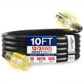 LifeSupplyUSA Outdoor/Indoor Extension Cord Heavy Duty 3 Prong SJTW - 10 FT / 12AWG