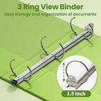SUNEE 3 Ring Binder 1.5 Inch 1 Pack, Clear View Binder Three Ring PVC-Free (Fit 8.5x11 Inches) for School or Office
