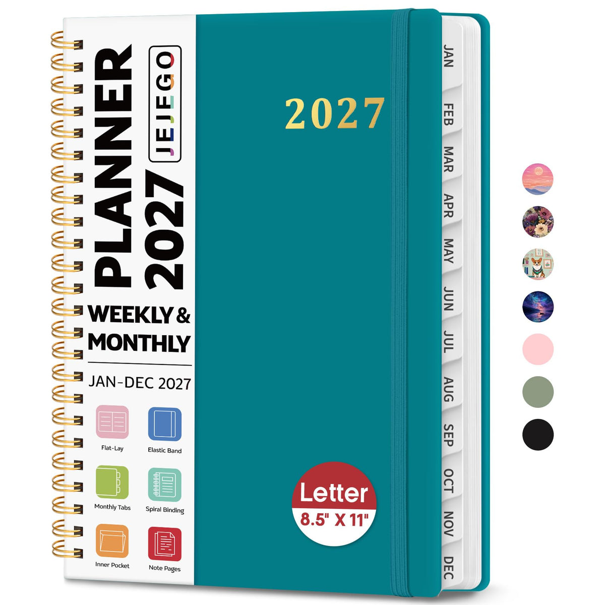 2027 Planner, 8.5" x 11", Weekly & Monthly Calendar Book, Jan-Dec 2027