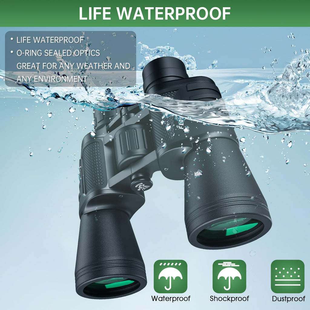 FLYANT 20x50 High Powered Binoculars for Adults, Waterproof Compact Binoculars with Low Light Vision for Bird Watching