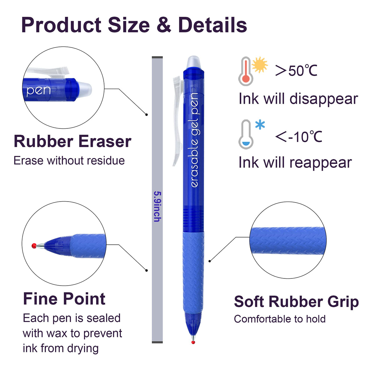 Lineon Erasable Gel Pens, 15 Pack