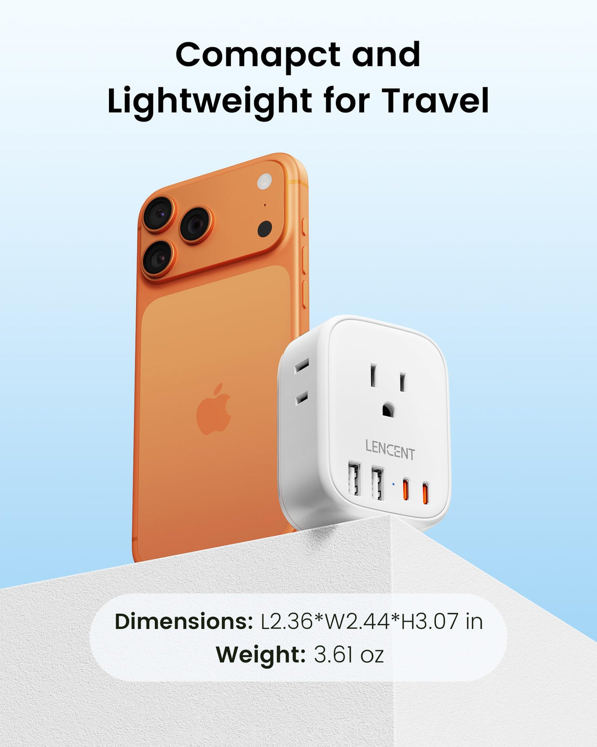 LENCENT Travel Plug Adapter - Type A-17.5W-Japan view 3