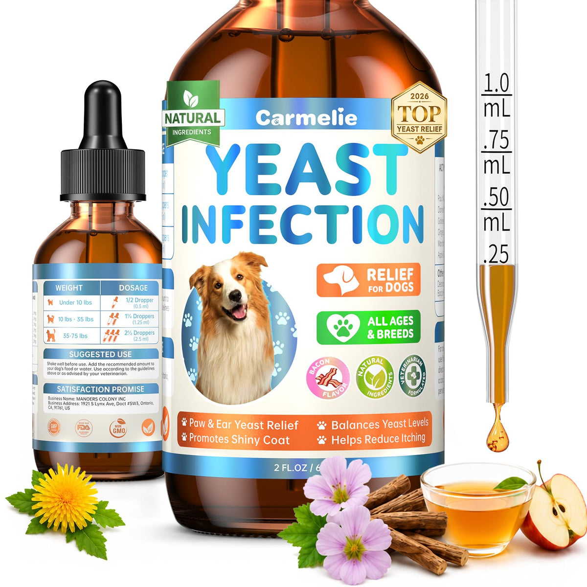 Carmelie Yeast Infection Treatment for Dogs, Ear Paw Itch Discomfort Care