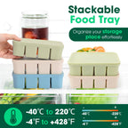 3 Pack Baby Food Freezer Tray with Lids - Blue, Green, Khaki view 3