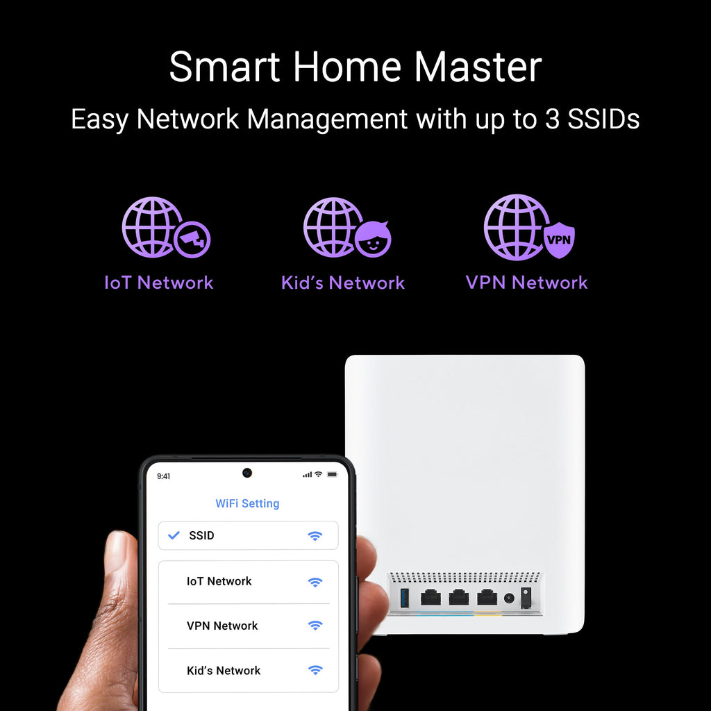 ASUS ZenWiFi BT10 WiFi 7 Mesh Router - Tri-Band, 3K sq ft, x2 10G (1 Pack) (additional view 9)