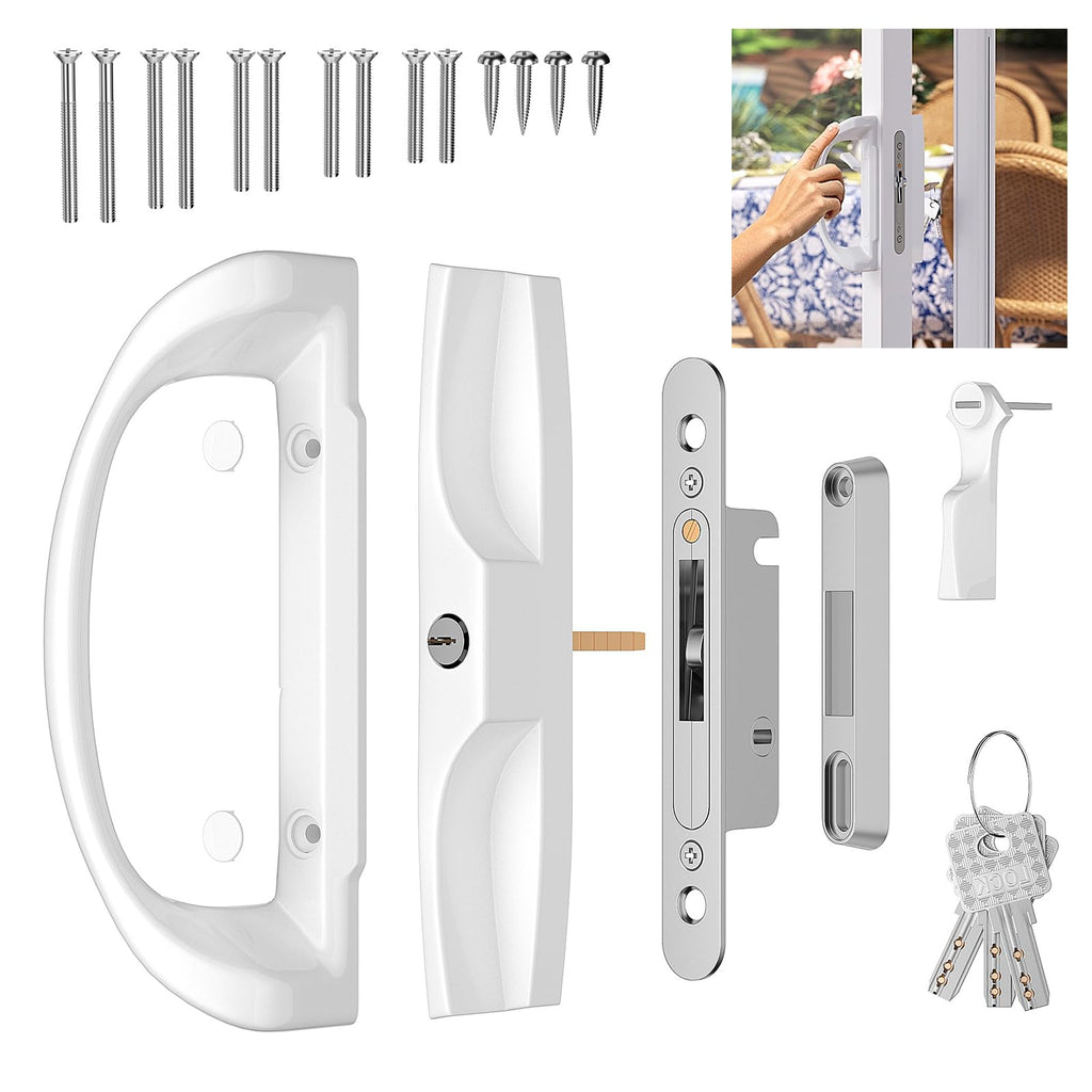 MENGBEI Sliding Glass Door Handle Set,3-15/16" Screw Hole Spacing, Fits Door Thickness