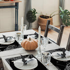 HINGTAI 4Pcs Halloween Skeleton Spooky Spider Black Placemats Set of 4, Suitable for (additional view 3)