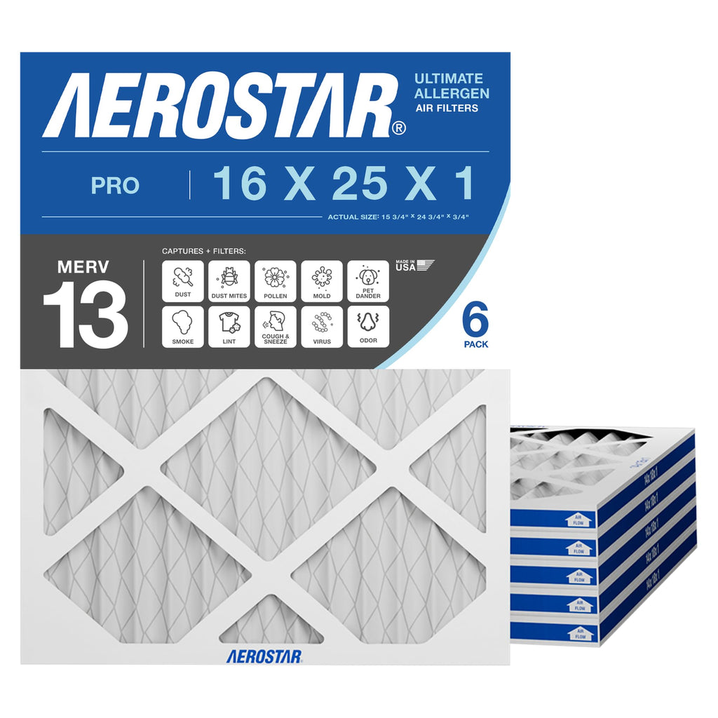 Aerostar Air Filter, AC Furnace Air Filter - MERV 13 Pro / 6 PACK