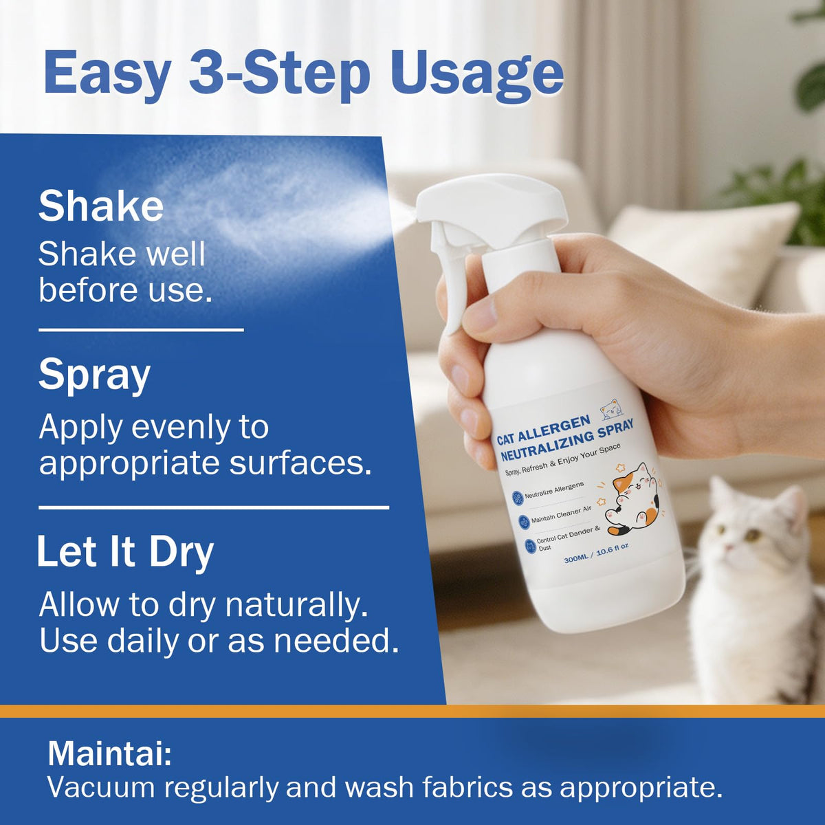 Cat Allergen Neutralizing Spray for Human & Home, Pet-Friendly Formula (additional view 6)
