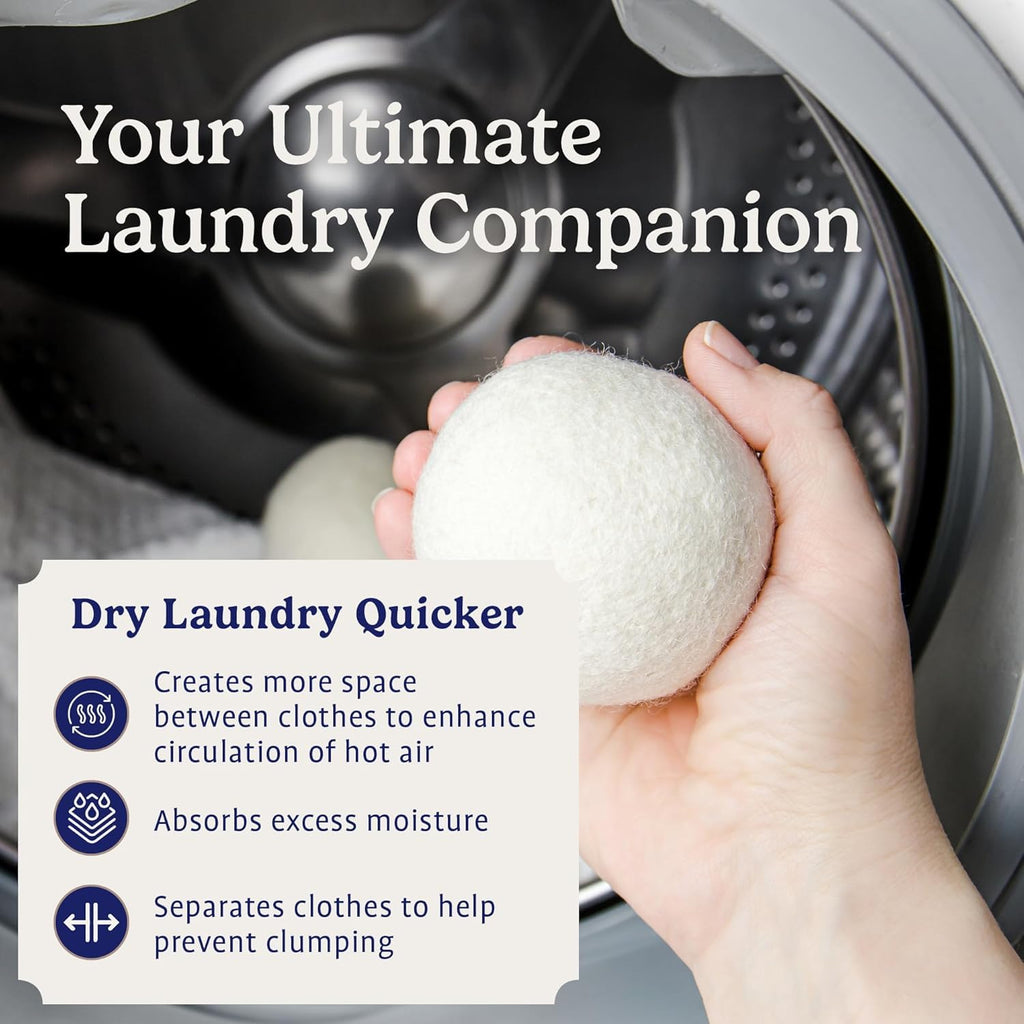 Handy Laundry Wool Dryer Balls 1-Pack, Reusable Natural Fabric Softener