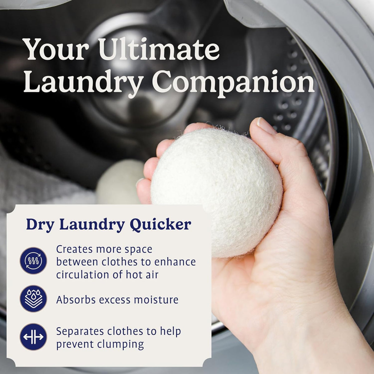 Handy Laundry Wool Dryer Balls 1-Pack, Reusable Natural Fabric Softener
