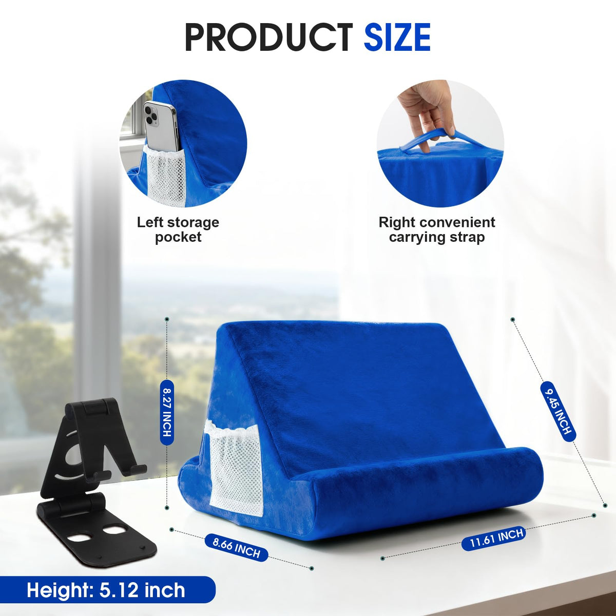 Sttargxing Tablet Stand Multi-Angle Tablet Pad Stand Lazy Holder Stand Soft Pad Stand Tablet Cushion Stand with Net Pocket & Random Color Stands for Lap - Blue view 2