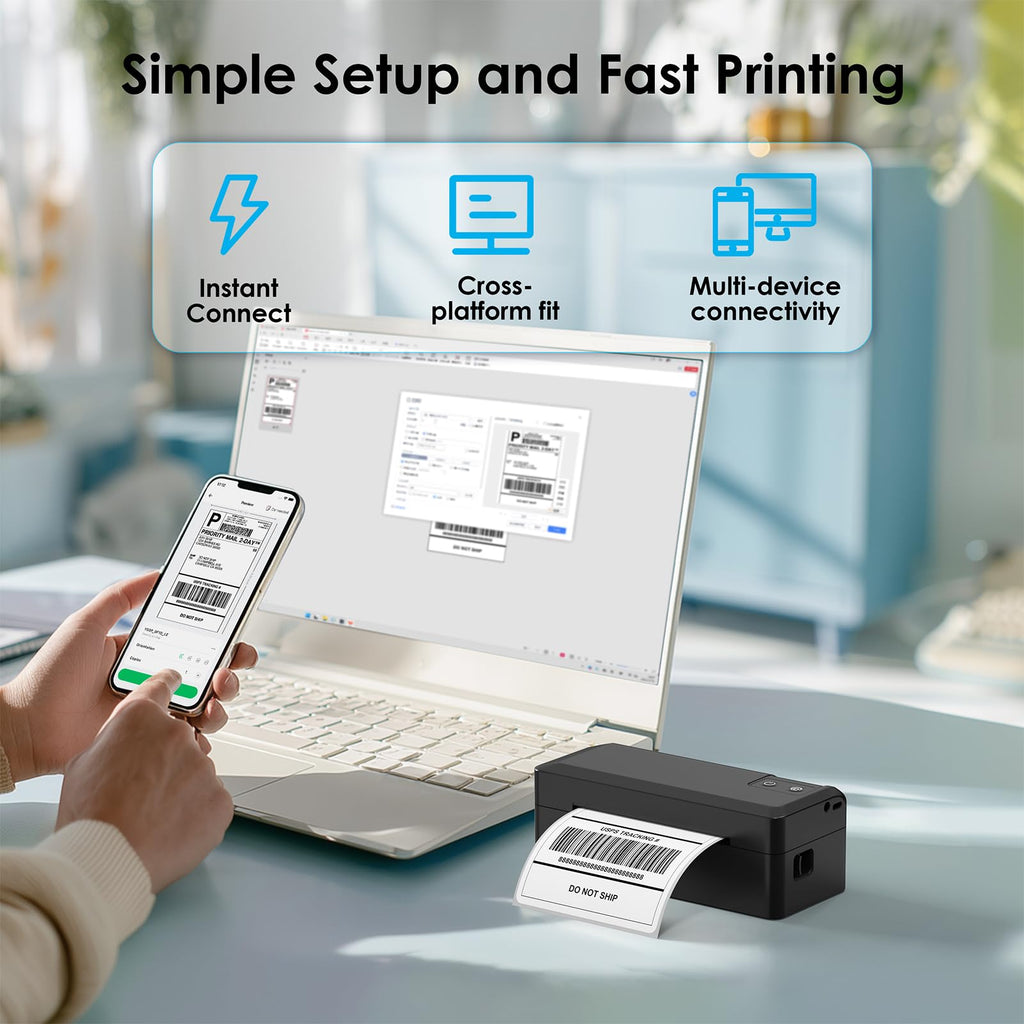 KNAON Thermal Label Printer, Bluetooth Shipping Label Printer - Black view 3