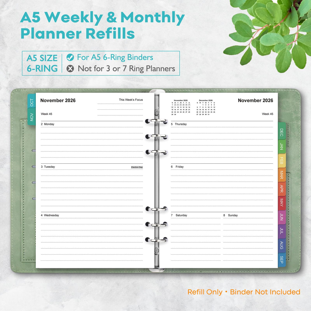 A5 Planner Inserts: 18 Months Oct 2026-Mar 2028 Weekly & Monthly Refills (additional view 1)