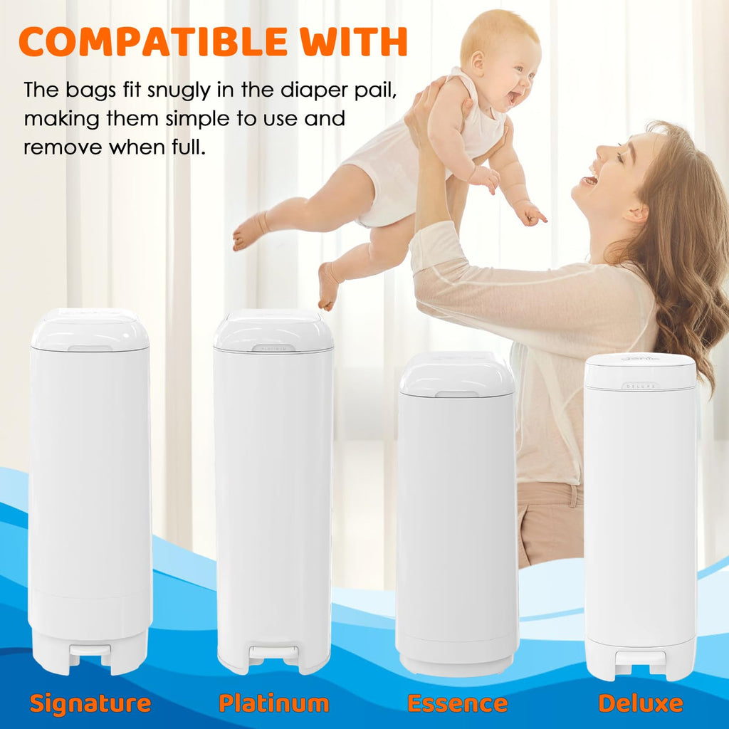 AYKEME Diaper Pail Refill Bags for Genie Easy Roll Signature & Platinum, 7-Layer OdorLock Technology - view 2