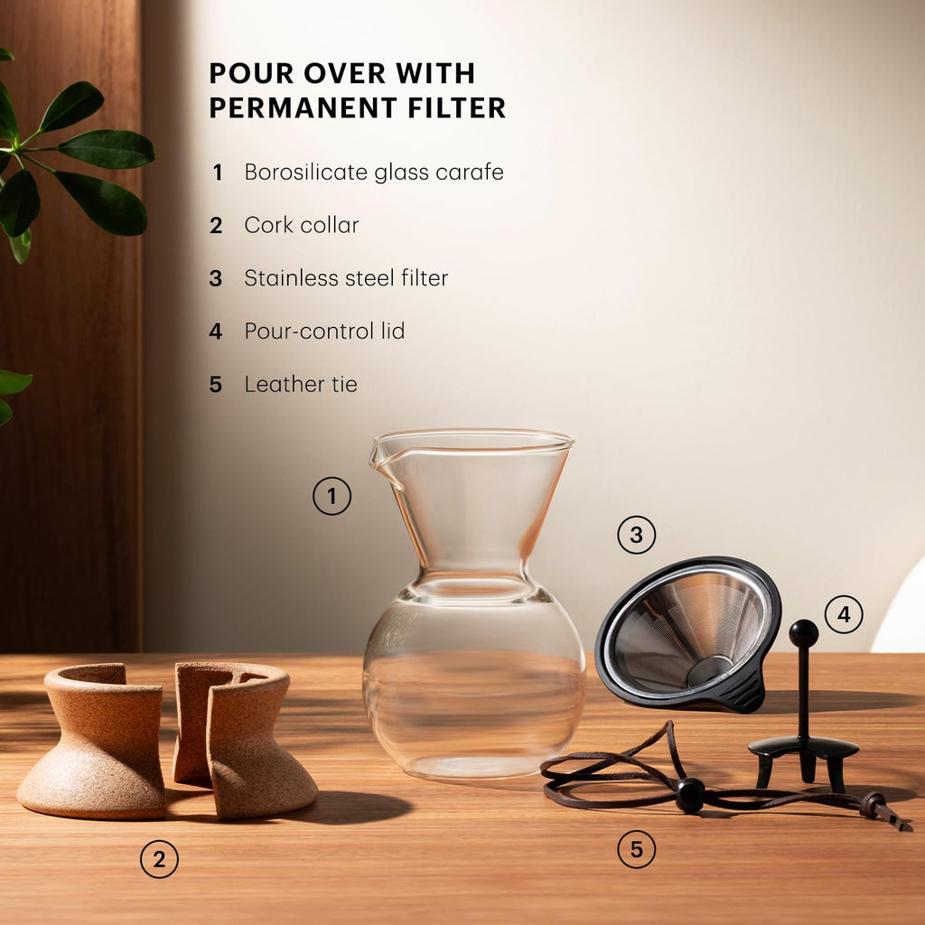 Bodum 34oz Pour Over Coffee Maker, High-Heat Borosilicate Glass with Reusable Stainless (additional view 5)