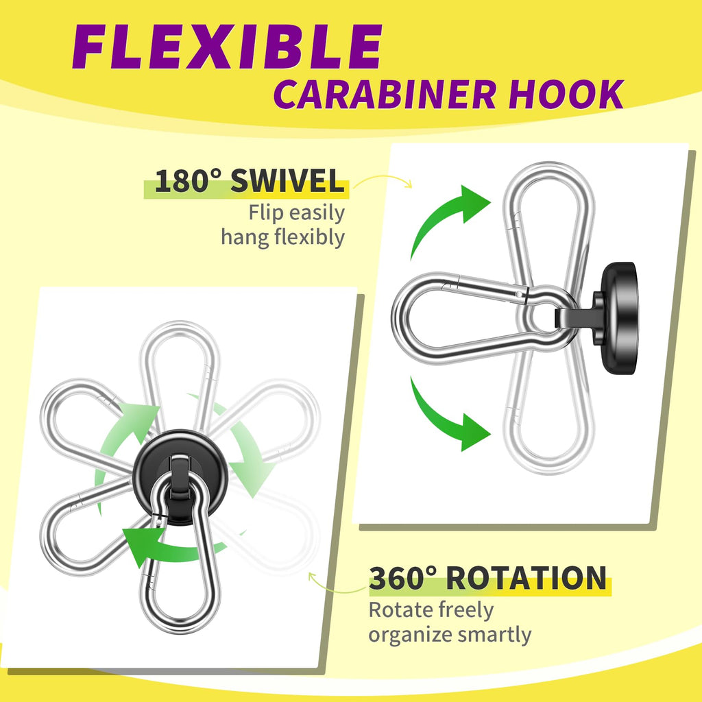 Niuknow Magnetic Hooks with Swivel Carabiner - Black / 0.98 in view 5
