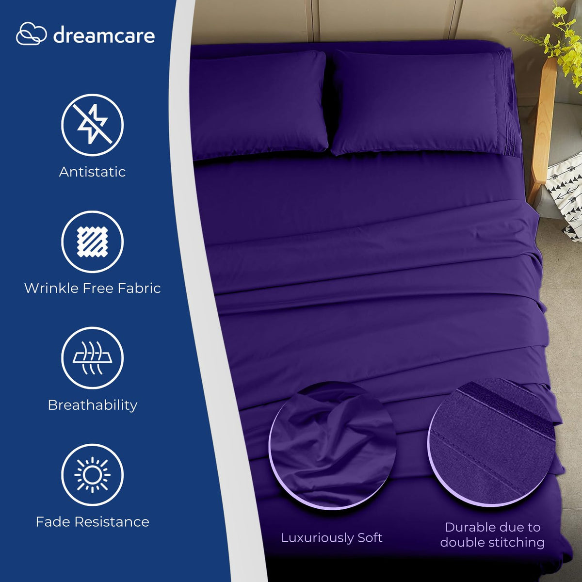 DREAMCARE Sheet Sets - 08 - Purple / King view 1