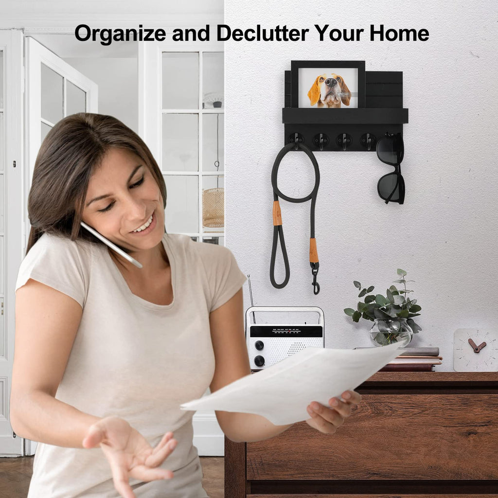 Lwenki Key Holder for Wall, Decorative Key and Mail Holder with Shelf Has Large