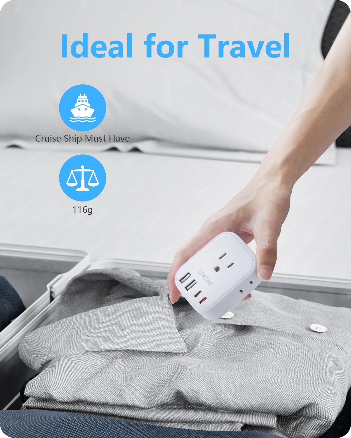 LENCENT Travel Plug Adapter - Type E/F-17.5W- Germany view 6