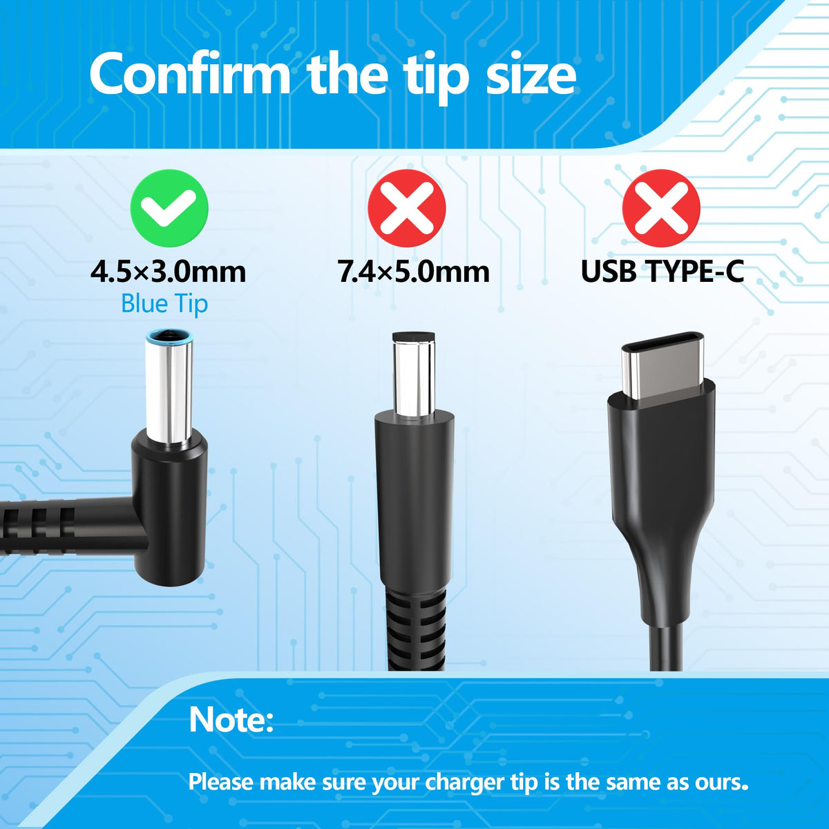 AYKLCZUU 45W Charger Compatible with HP Laptop Charger Blue Tip 4.5mm,741727-001 TPN-C125 HSTNN-LA40 HSTNN-DA40