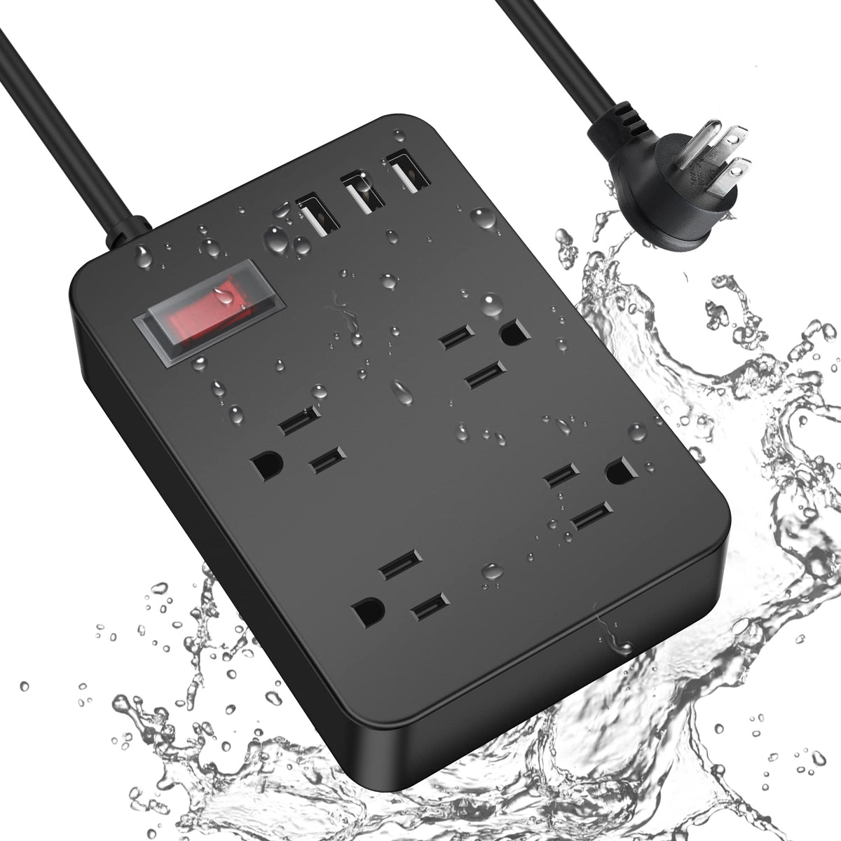 Power Strip, 4 Flat Plug