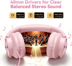 KVIDIO Wired Headphones with Mic - Pink view 1