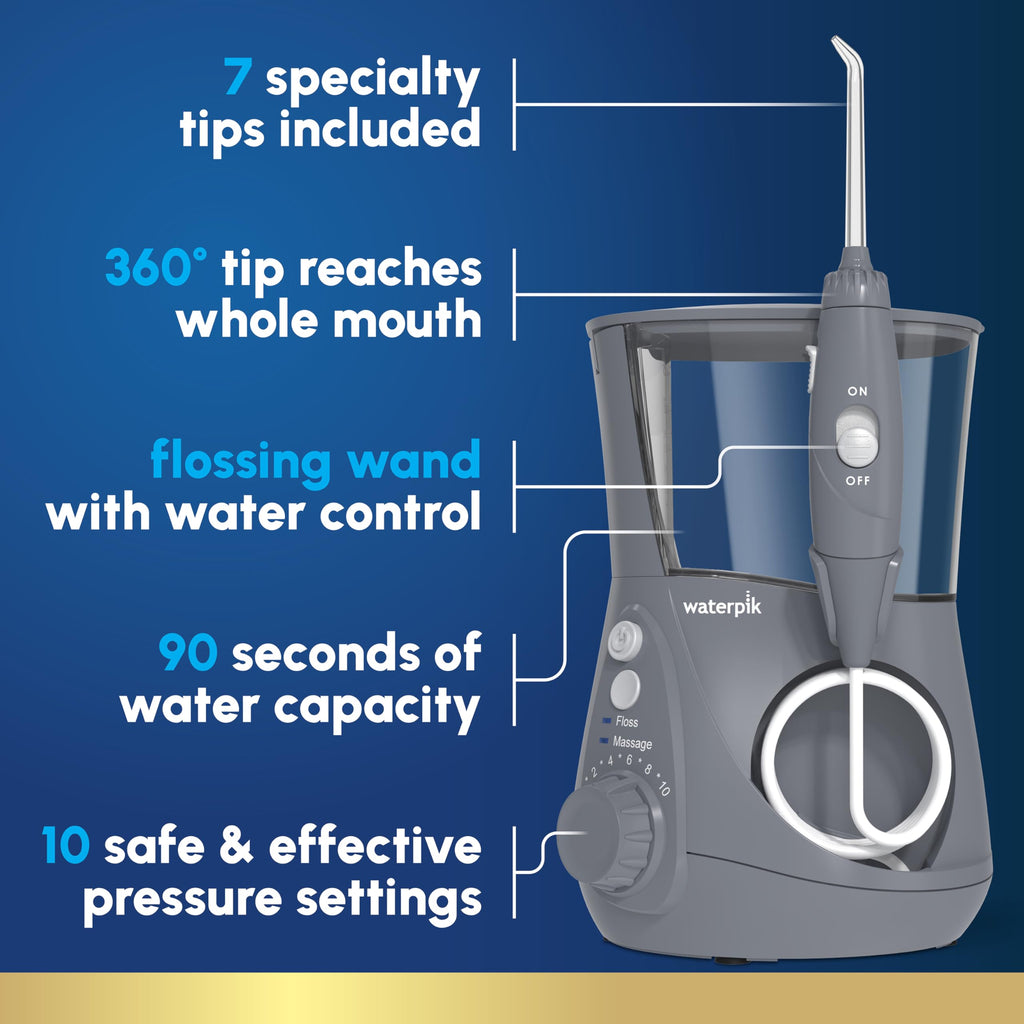 Waterpik Aquarius Countertop Water Flosser with 10 Settings, 7 Tips