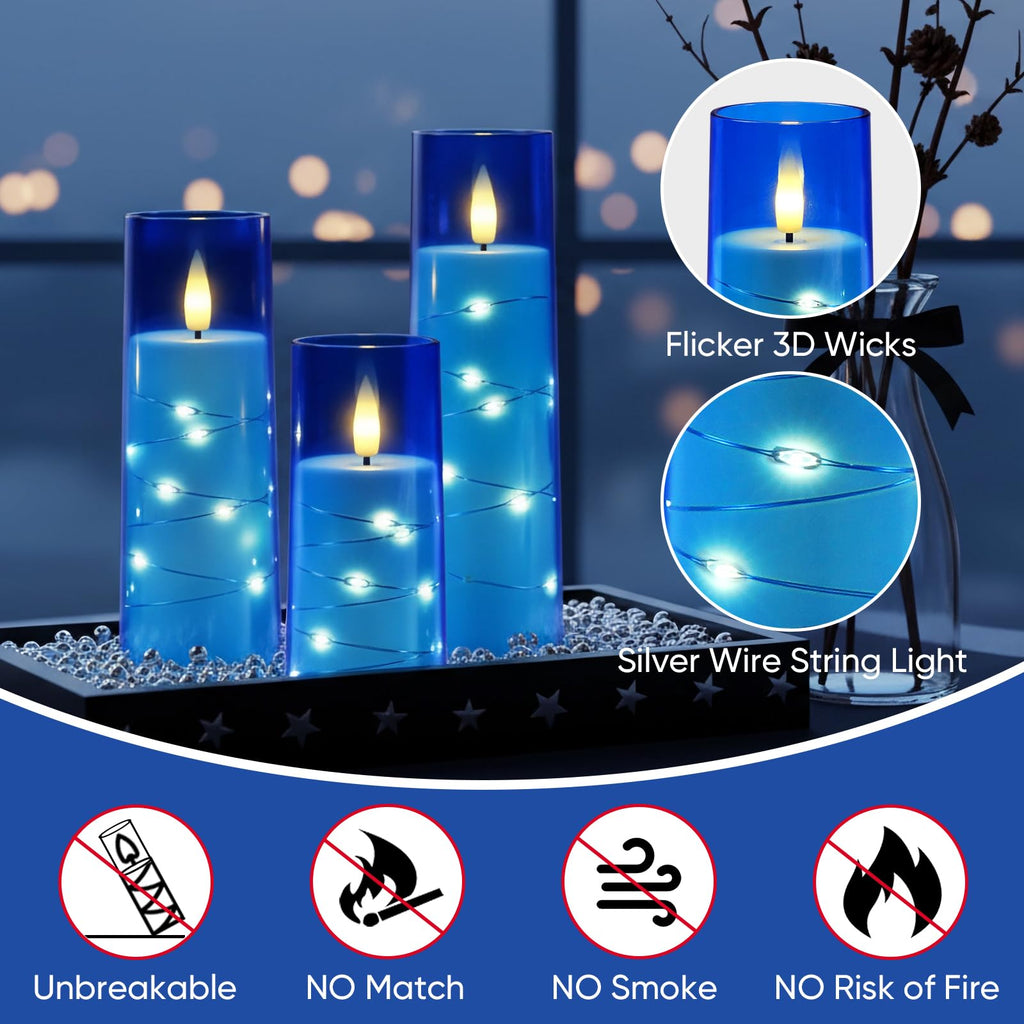 Raycare Flameless Candles with String Lights - 9pcs-Blue view 7
