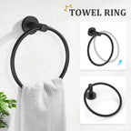 TURS Matte Black Bathroom Hardware Set 5 Piece, SUS304 Stainless Steel Bath Towel Bar (additional view 2)