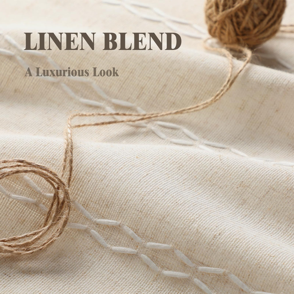 XOGUIBO Pinch Pleated Look Blackout Curtains 84 Inch Length, 2 Panels Linen Textured Boho Neutral Drapes for Living (Pack of 2)