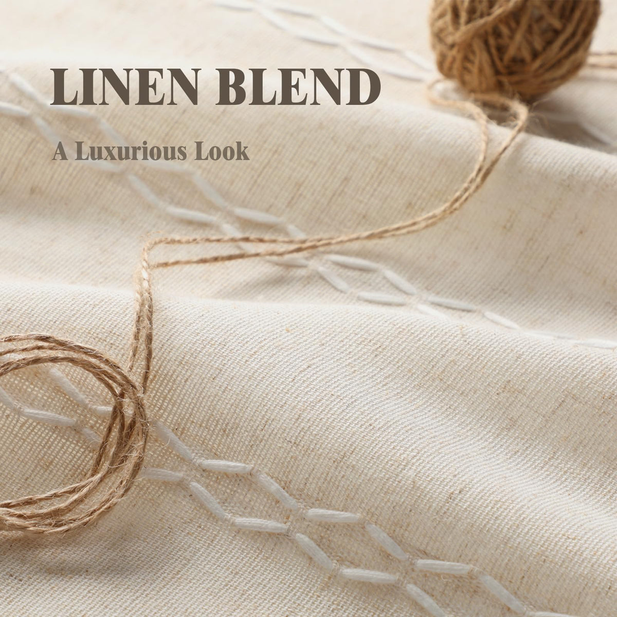 XOGUIBO Pinch Pleated Look Blackout Curtains 84 Inch Length, 2 Panels Linen Textured Boho Neutral Drapes for Living (Pack of 2)