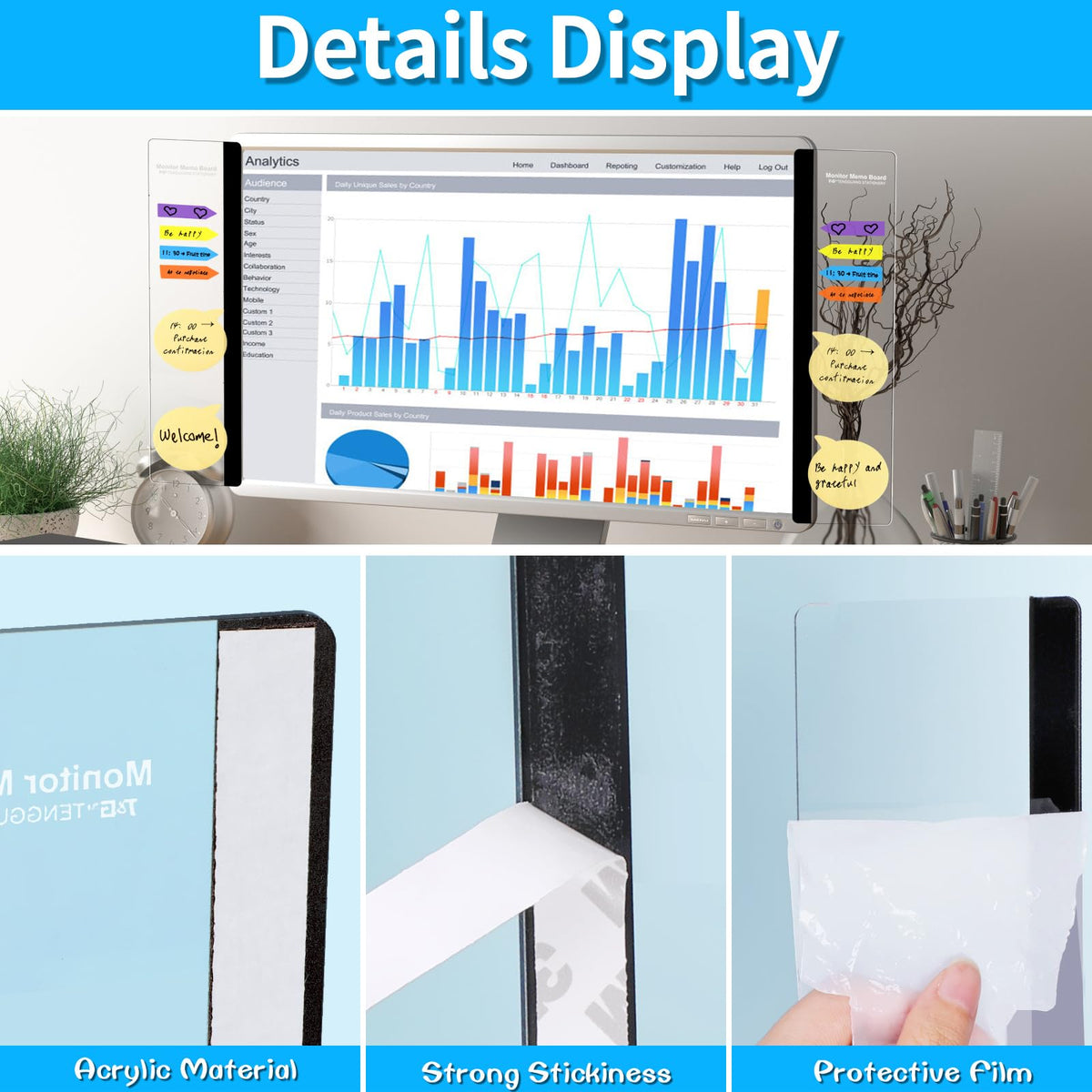 Office Desk Accessories,4PCS Monitor Memo Board, Computer Note Holder (additional view 3)