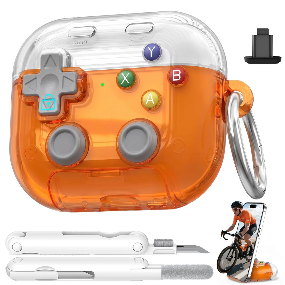 Polislime for AirPods 5/4 Case with Safety Lock-Clear Orange