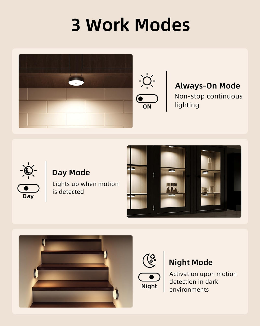 EZVALO Under Cabinet Lighting with Charging Station, 1000mAh Rechargeable Puck Lights (additional view 5)